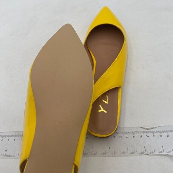 YDN Yellow Pointed Toe Slingback Low Heel Slide Sandals Comfortable Dress Pump - Picture 6 of 8
